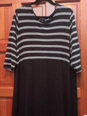 Black and Gray Striped Women's Knit Dress